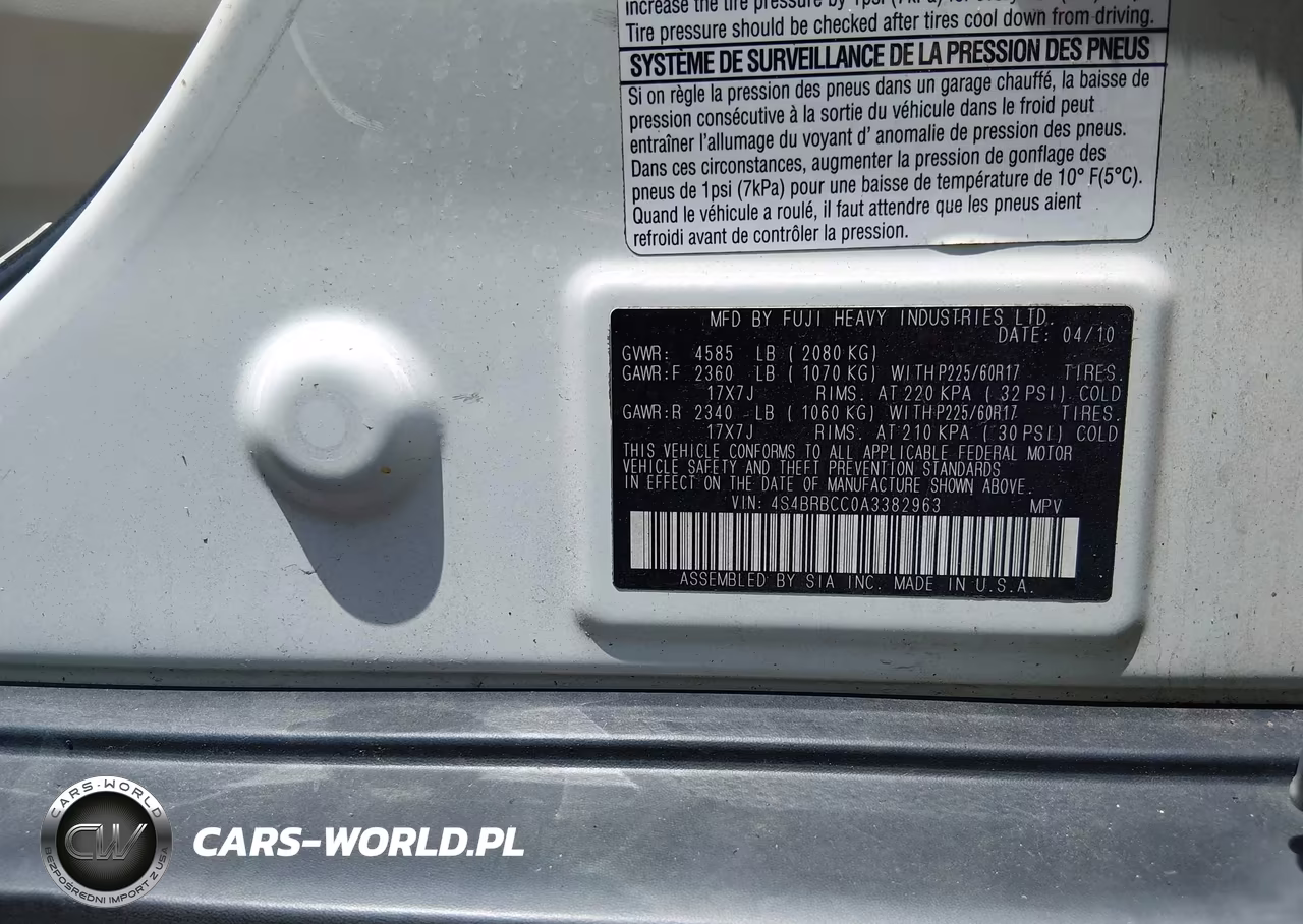2010 Subaru Outback 2.5I Premium VIN:4S4BRBCC0A3382963 - 9
