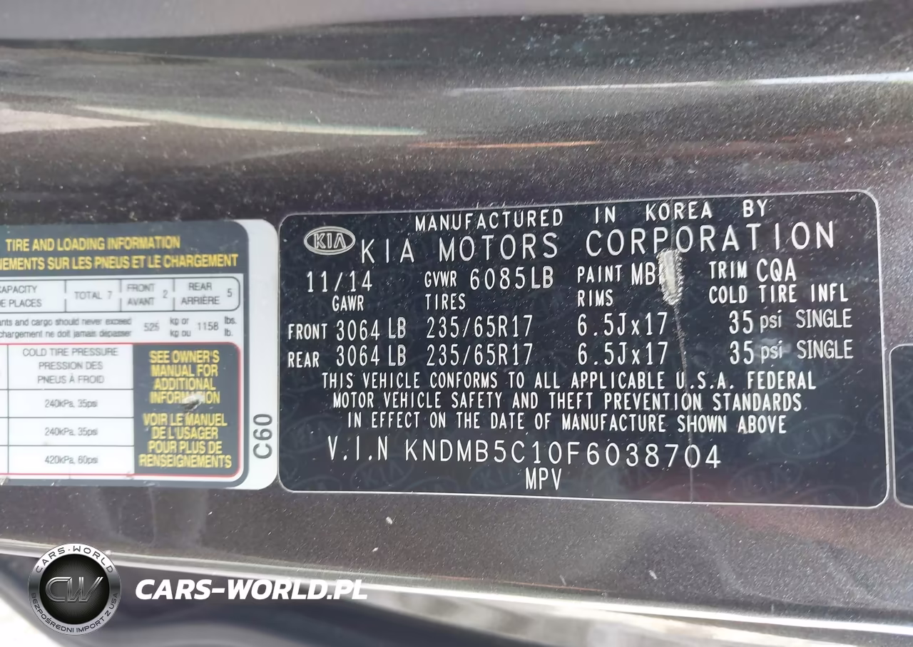 2015 Kia Sedona Lx VIN:KNDMB5C10F6038704 - 9