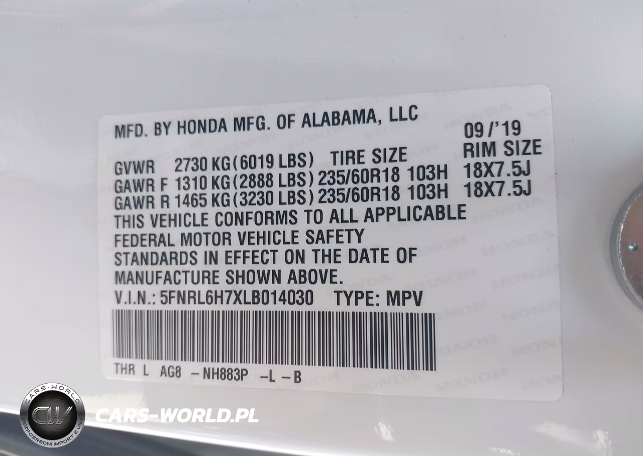 2020 Honda Odyssey Ex-L-Ex-L W-Navi Res VIN:5FNRL6H7XLB014030 - 9