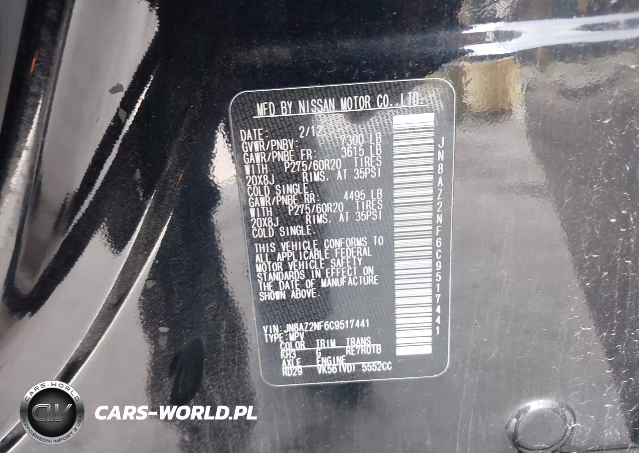 2012 Infiniti Qx56 VIN:JN8AZ2NF6C9517441 - 9