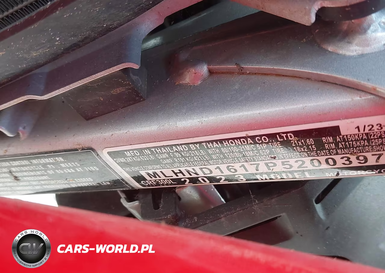2023 Honda Crf300 L VIN:MLHND1617P5200397 - 10