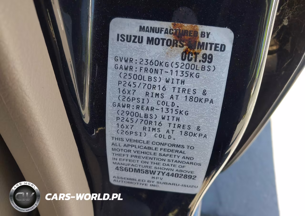 2000 Honda Passport Ex-Lx VIN:4S6DM58W7Y4402892 - 9