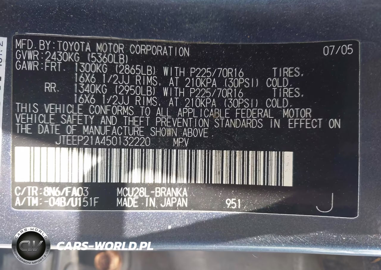 2005 Toyota Highlander V6 VIN:JTEEP21A450132220 - 9