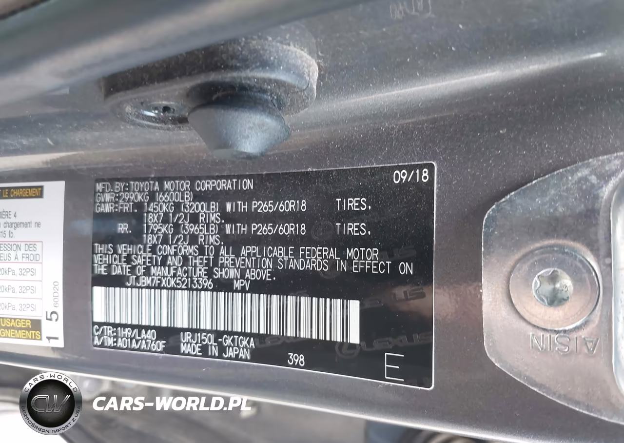 2019 Lexus Gx 460 Premium VIN:JTJBM7FX0K5213396 - 9