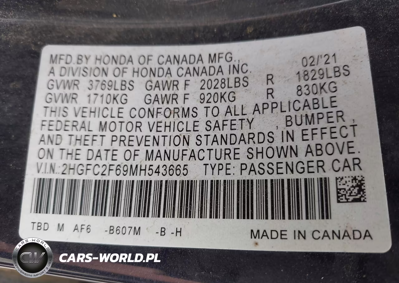 2021 Honda Civic Lx VIN:2HGFC2F69MH543665 - 9
