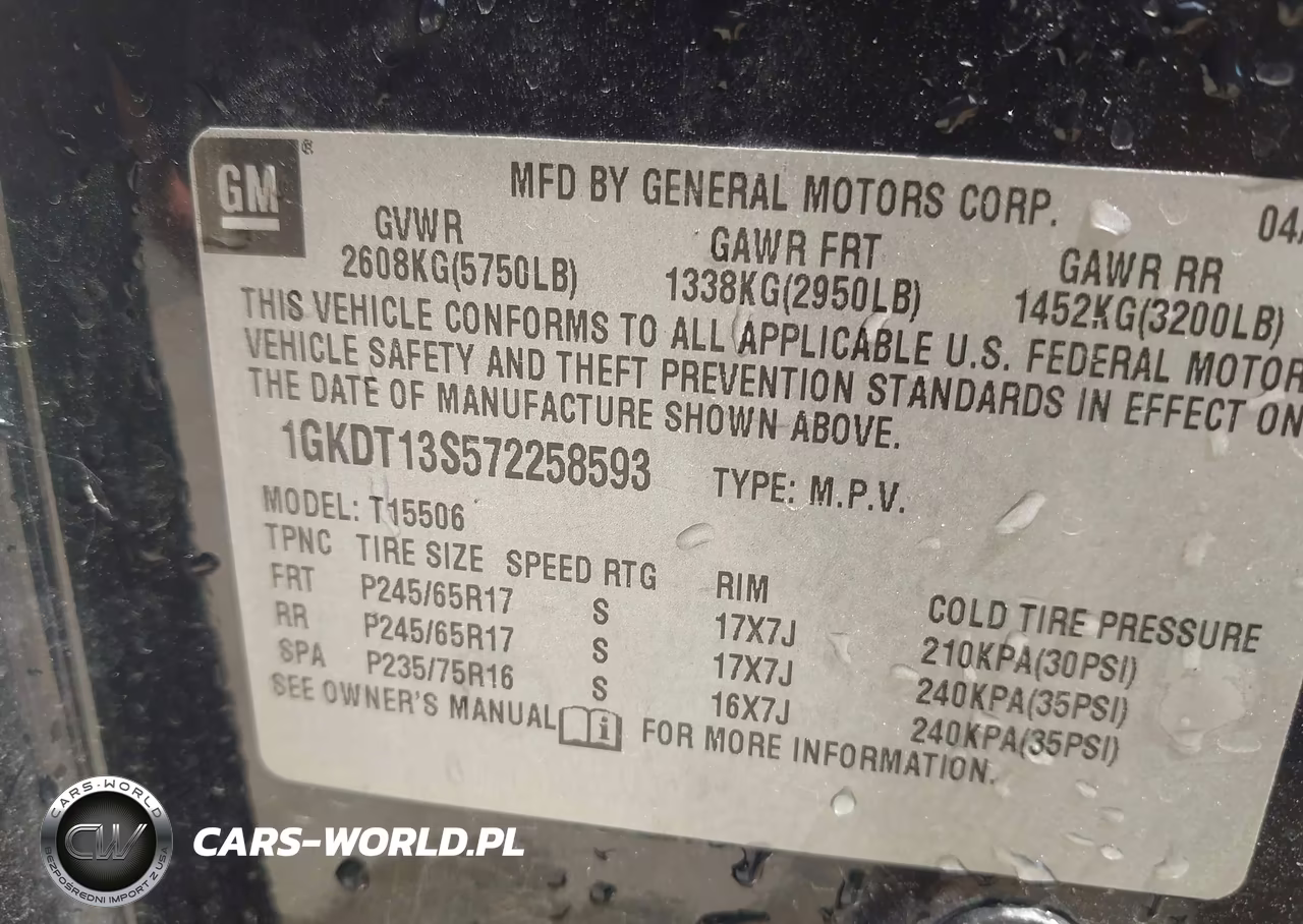 2007 GMC Envoy Slt VIN:1GKDT13S572258593 - 9