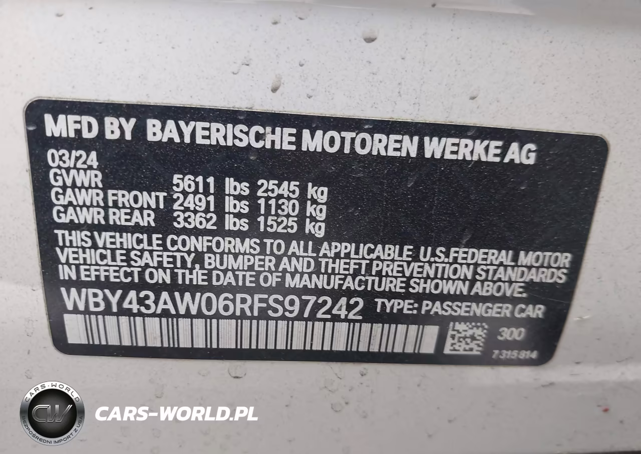 2024 BMW I4 Gran Coupe Edrive35 VIN:WBY43AW06RFS97242 - 9