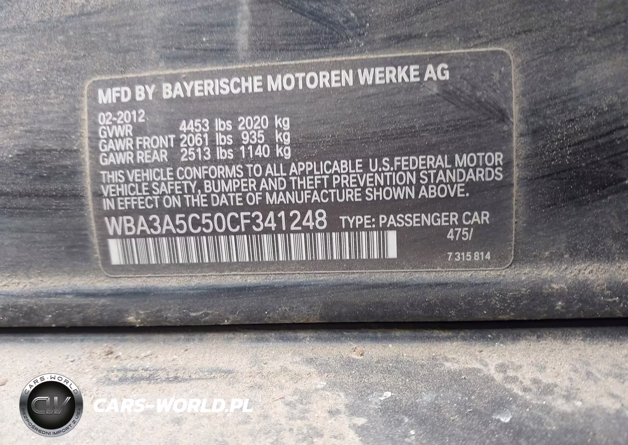2012 BMW 328I VIN:WBA3A5C50CF341248 - 9