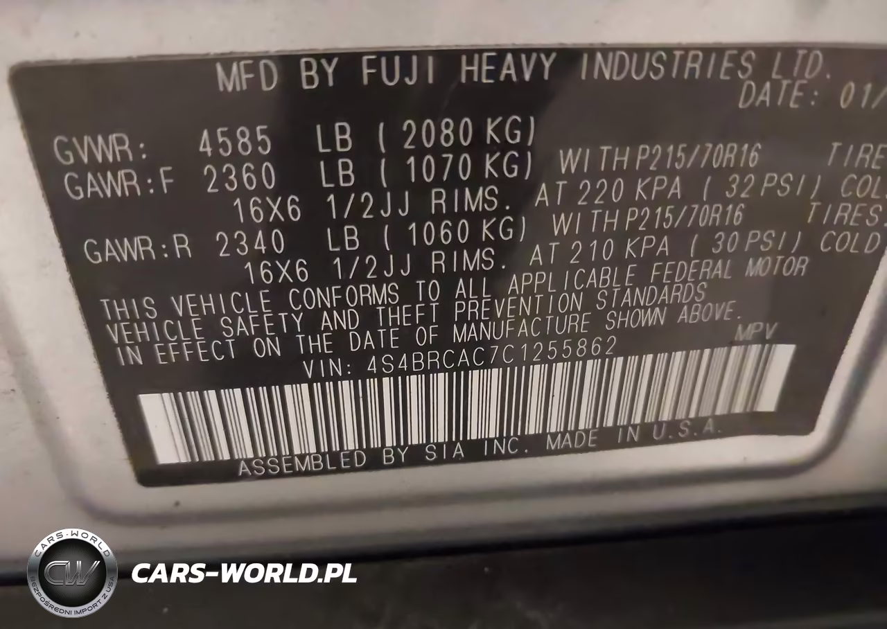 2012 Subaru Outback 2.5I VIN:4S4BRCAC7C1255862 - 9