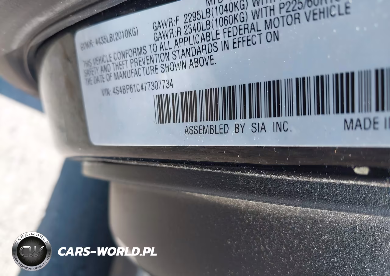 2007 Subaru Outback 2.5I Basic VIN:4S4BP61C477307734 - 9