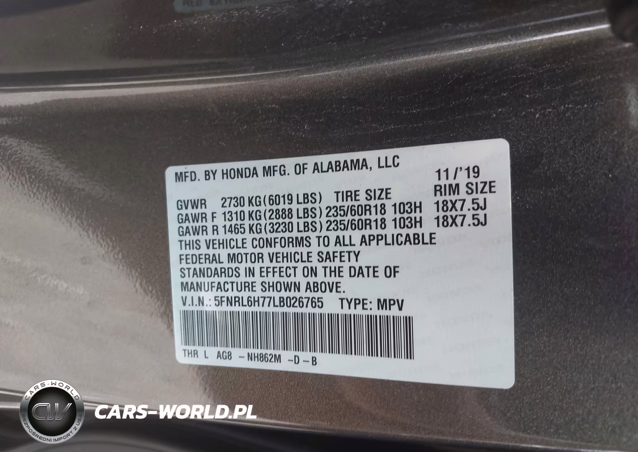 2020 Honda Odyssey Ex-L-Ex-L W-Navi Res VIN:5FNRL6H77LB026765 - 9