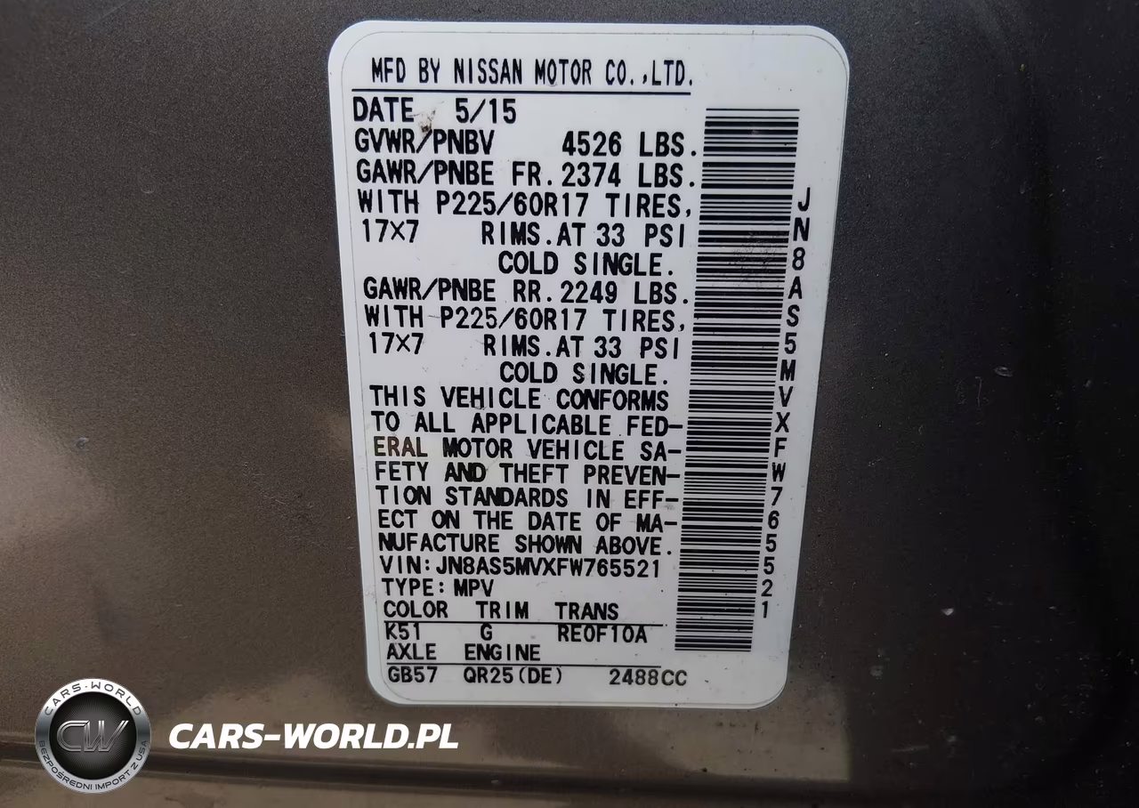 2015 Nissan Rogue Select S VIN:JN8AS5MVXFW765521 - 9