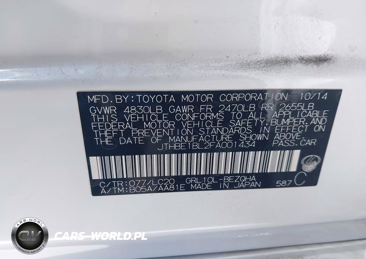 2015 Lexus Gs 350 VIN:JTHBE1BL2FA001434 - 9