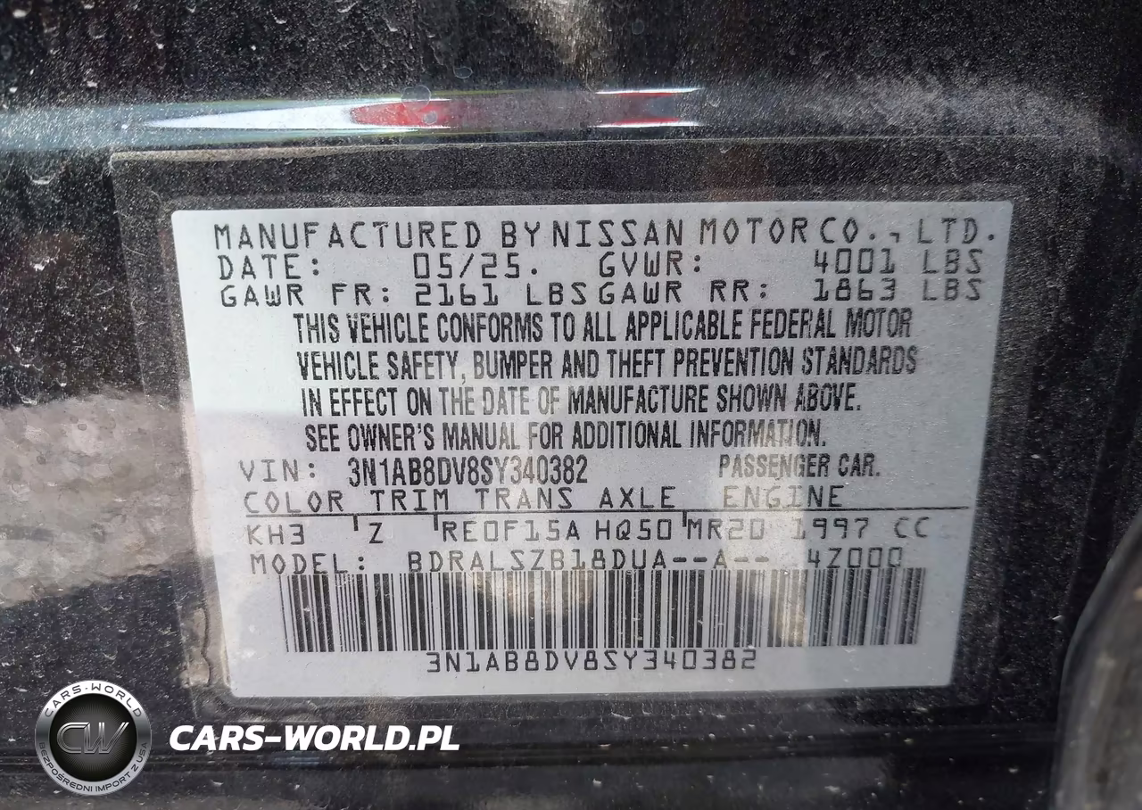2025 Nissan Sentra Sr VIN:3N1AB8DV8SY340382 - 9