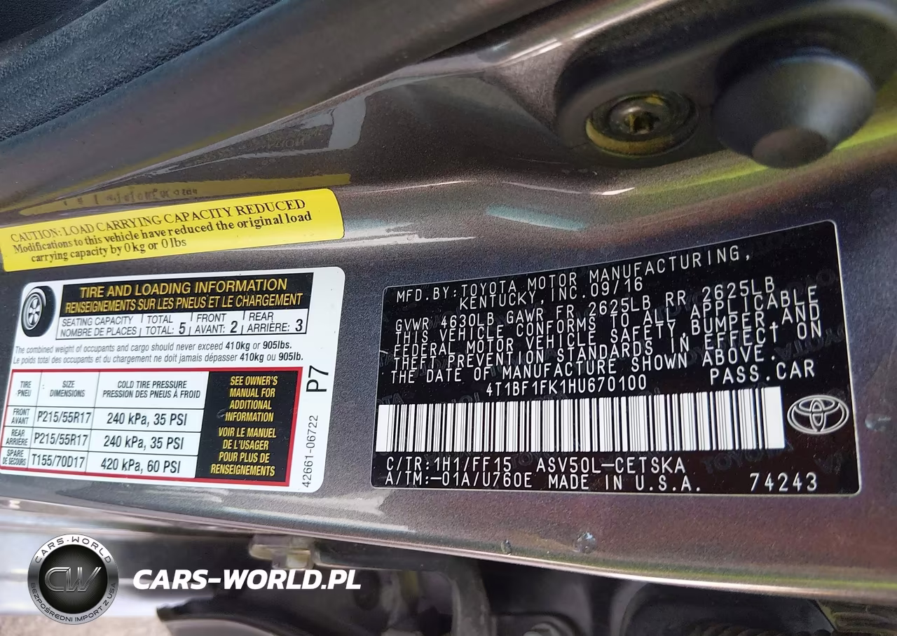 2017 Toyota Camry Se VIN:4T1BF1FK1HU670100 - 9