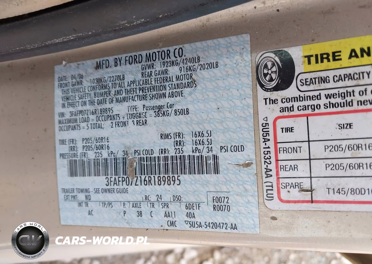 2006 Ford Fusion Se VIN:3FAFP07Z16R189895 - 9