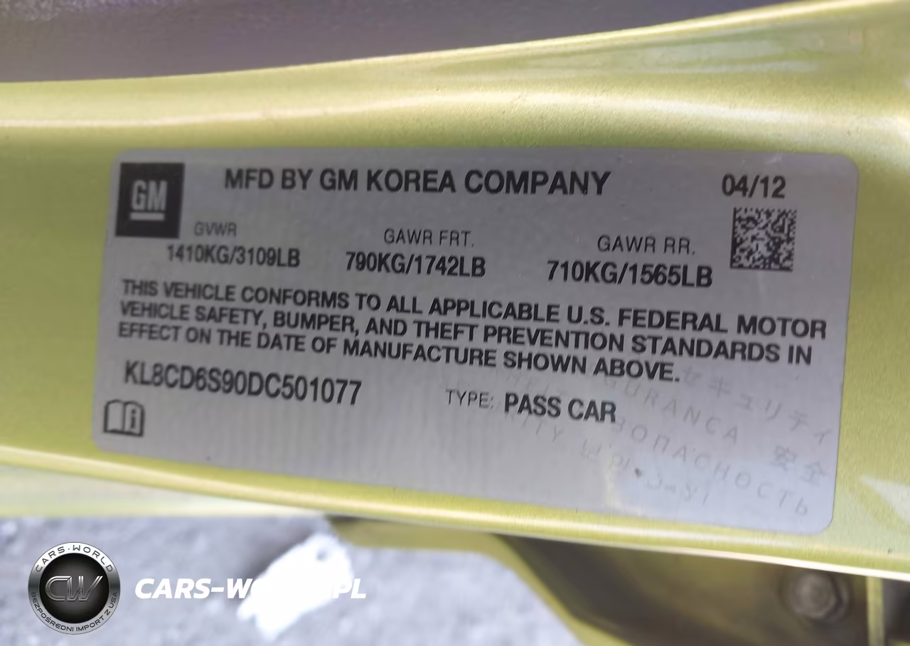 2013 Chevrolet Spark 1Lt Auto VIN:KL8CD6S90DC501077 - 9