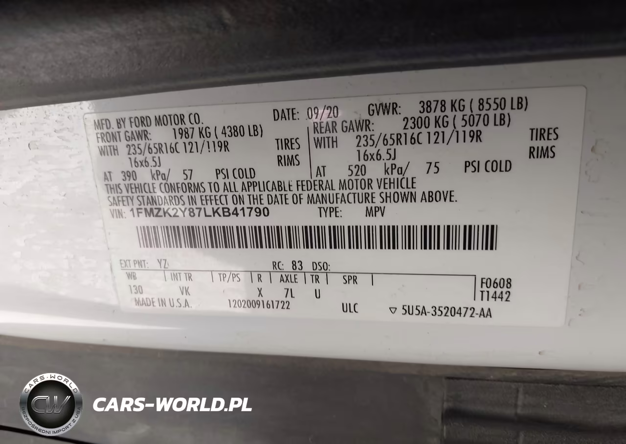 2020 Ford Transit-150 Passenger Van VIN:1FMZK2Y87LKB41790 - 9