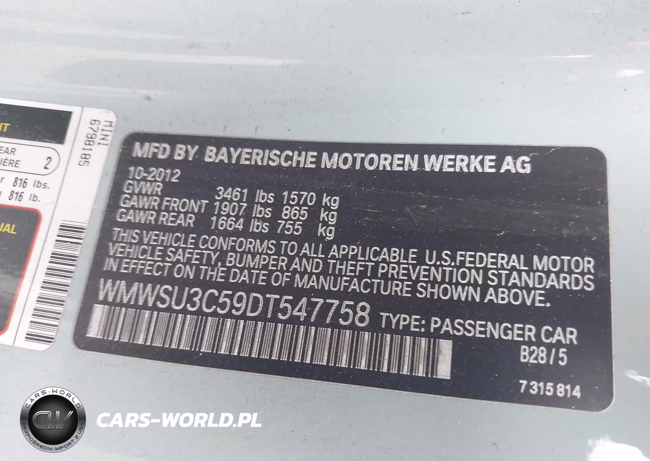 2013 Mini Hardtop Cooper VIN:WMWSU3C59DT547758 - 9
