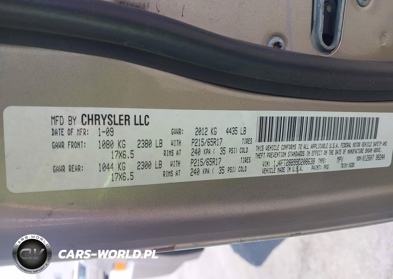2009 Jeep Patriot Sport VIN:1J4FT28B99D208638 - 9