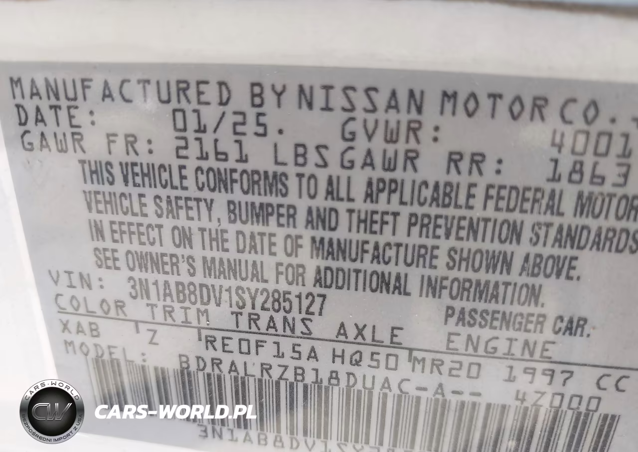 2025 Nissan Sentra Sr VIN:3N1AB8DV1SY285127 - 9