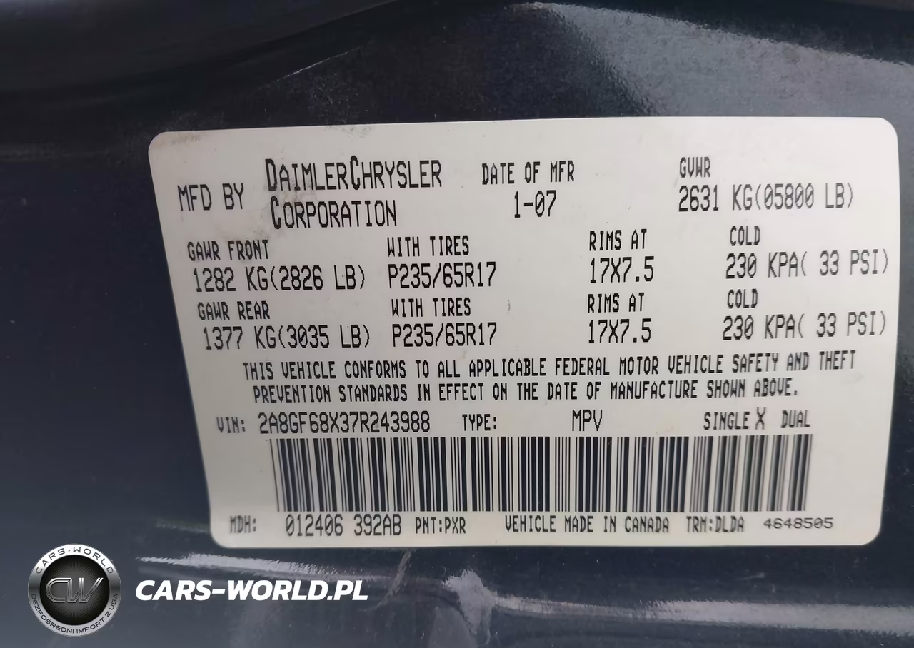 2007 Chrysler Pacifica Touring VIN:2A8GF68X37R243988 - 9