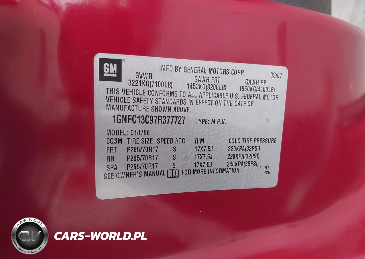 2007 Chevrolet Tahoe Ls VIN:1GNFC13C97R377727 - 9