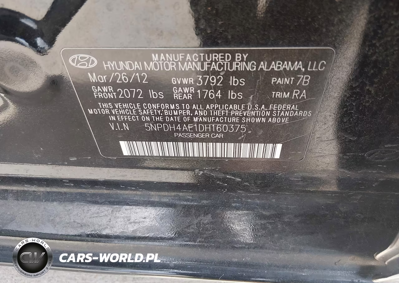 2013 Hyundai Elantra Gls VIN:5NPDH4AE1DH160375 - 9