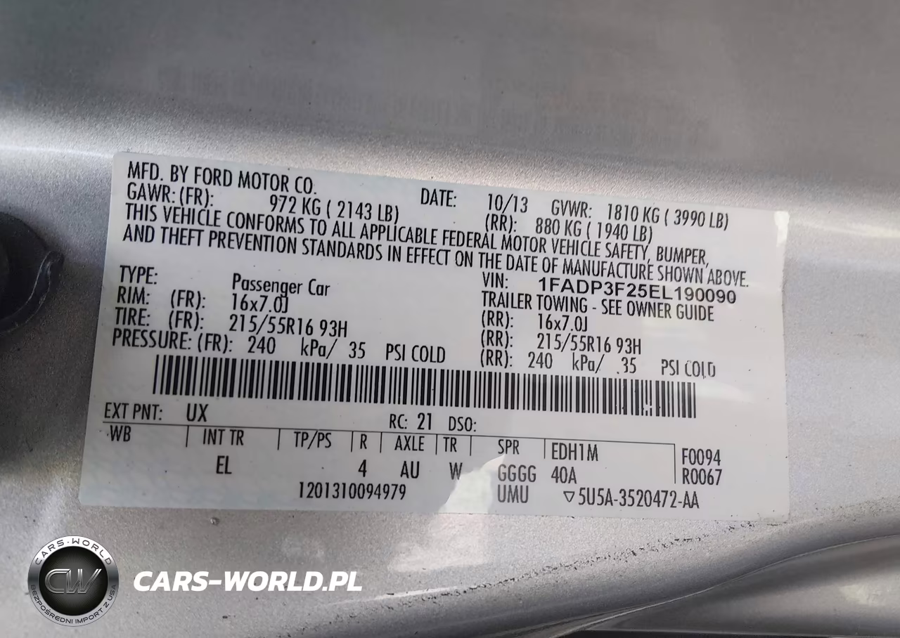 2014 Ford Focus Se VIN:1FADP3F25EL190090 - 9