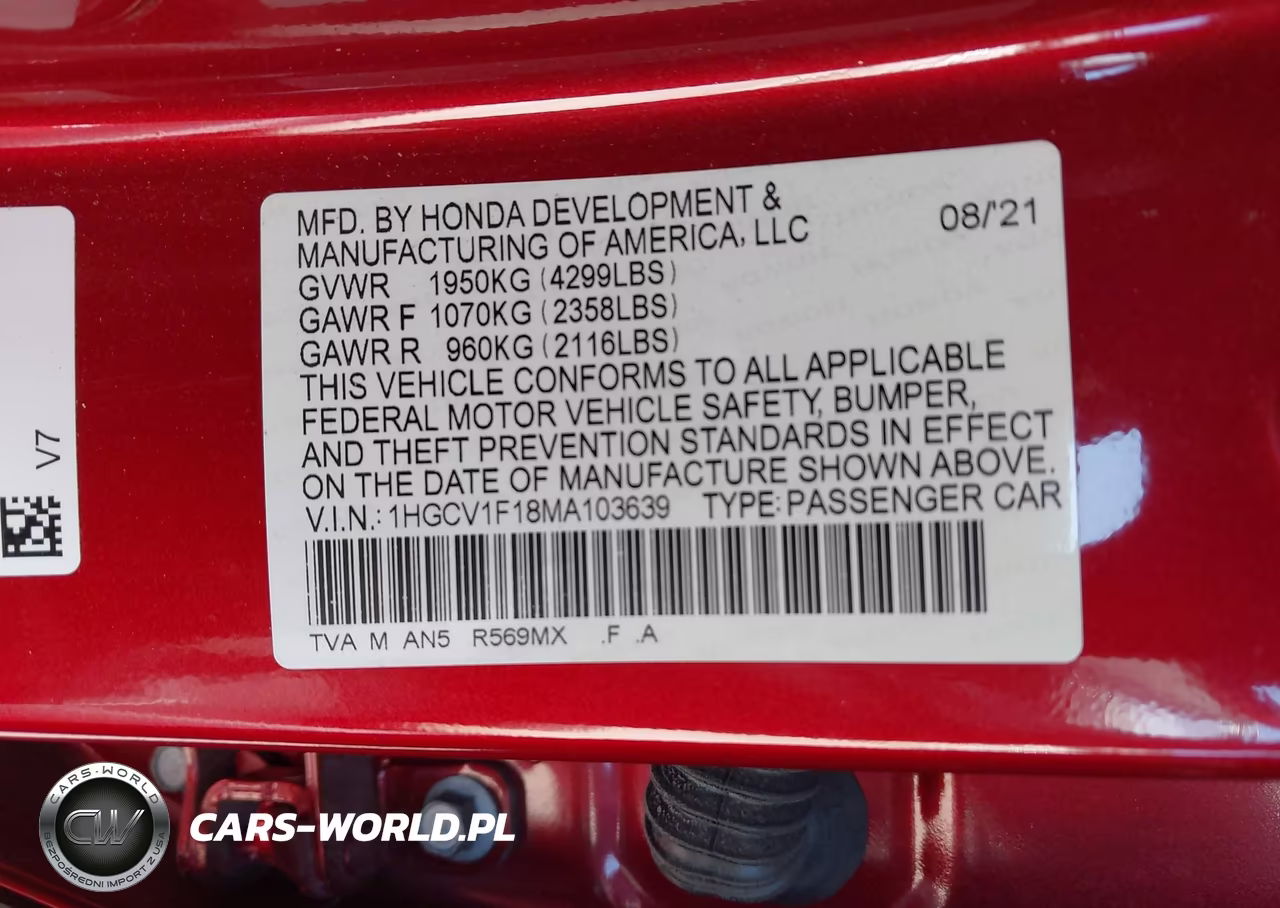 2021 Honda Accord Lx VIN:1HGCV1F18MA103639 - 9