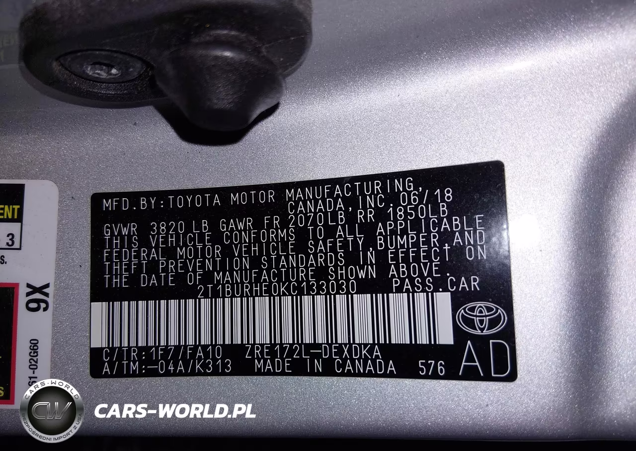 2019 Toyota Corolla L VIN:2T1BURHE0KC133030 - 9