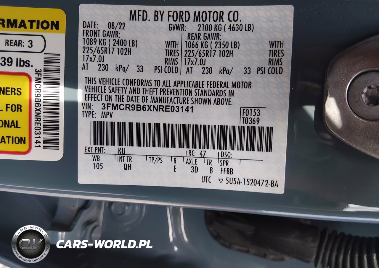 2022 Ford Bronco Sport Big Bend VIN:3FMCR9B6XNRE03141 - 9