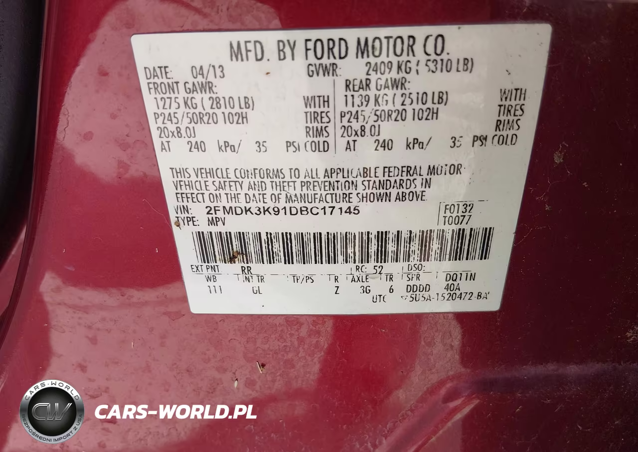 2013 Ford Edge Limited VIN:2FMDK3K91DBC17145 - 9