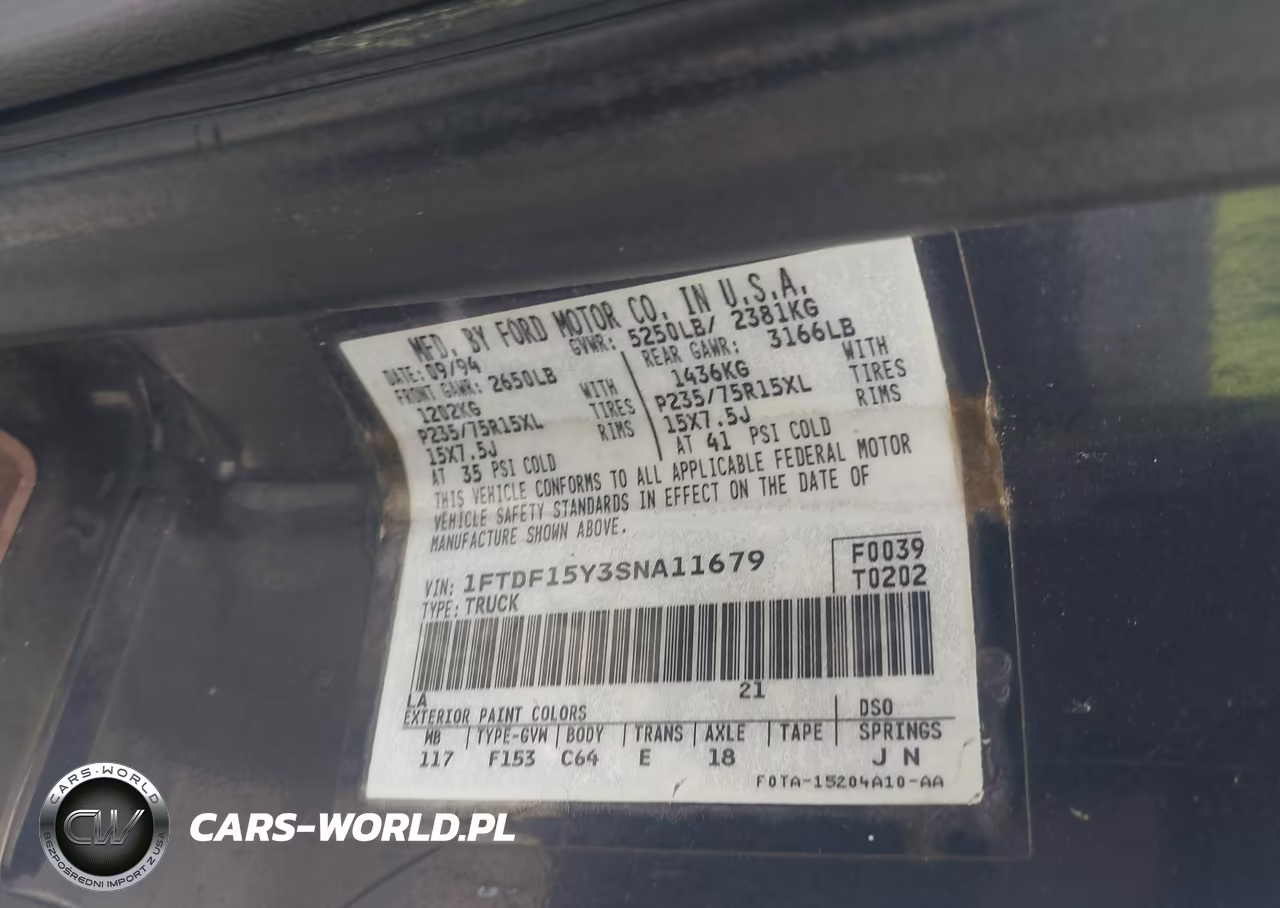 1995 Ford F150 VIN:1FTDF15Y3SNA11679 - 9