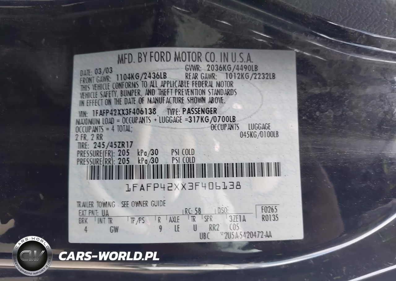 2003 Ford Mustang Gt VIN:1FAFP42XX3F406138 - 9