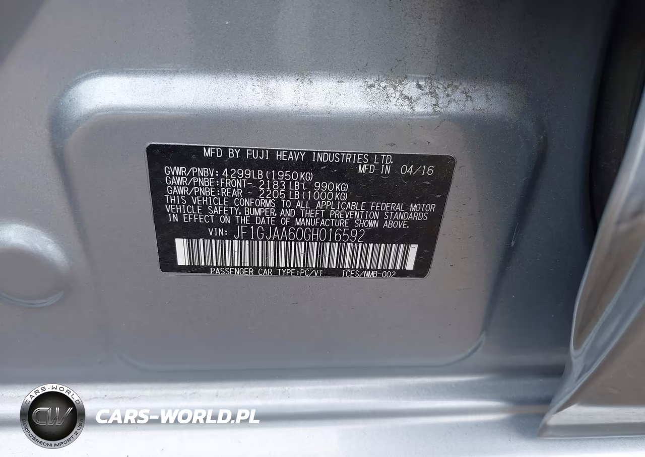2016 Subaru Impreza 2.0I VIN:JF1GJAA60GH016592 - 9