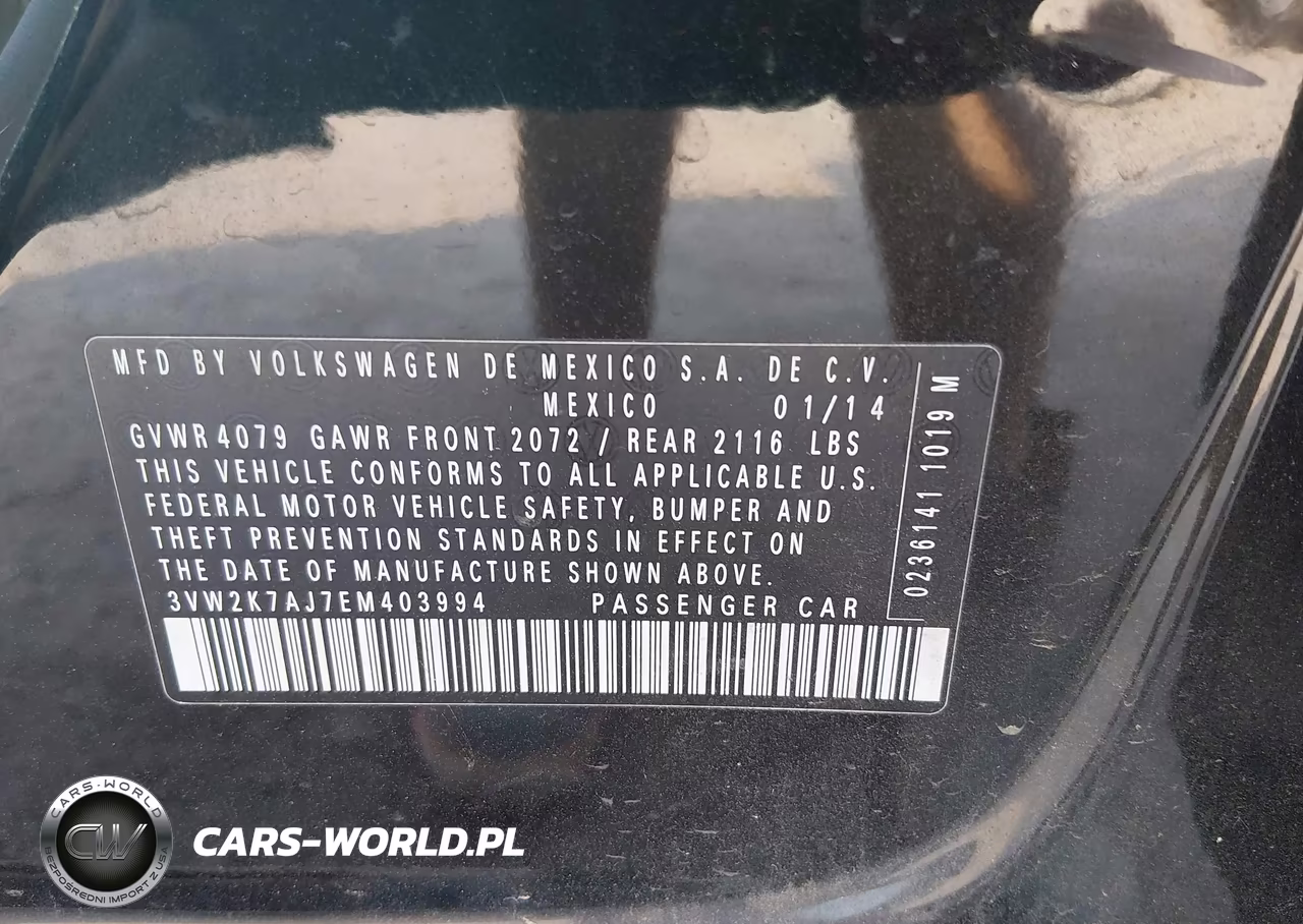 2014 Volkswagen Jetta 2.0L S VIN:3VW2K7AJ7EM403994 - 9