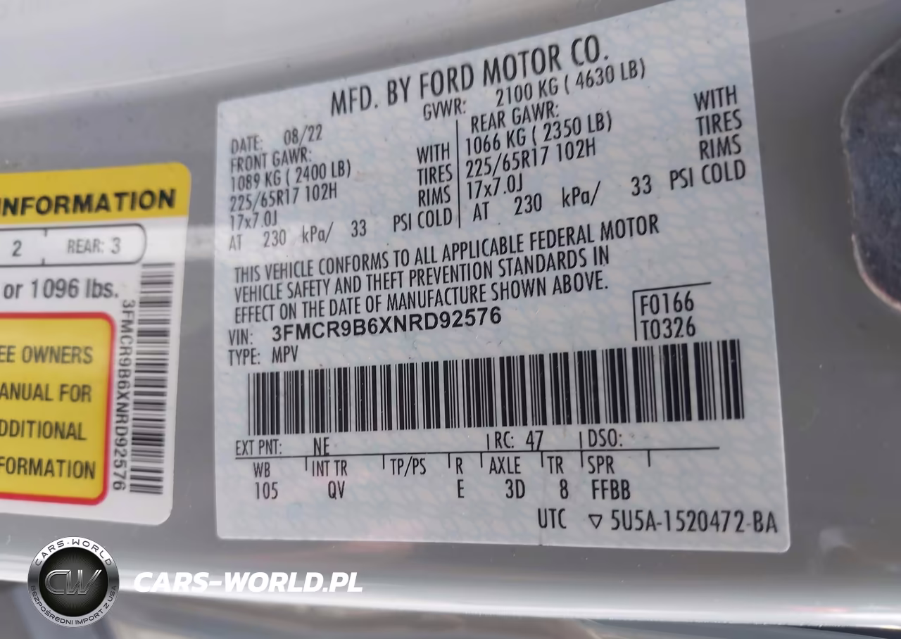 2022 Ford Bronco Sport Big Bend VIN:3FMCR9B6XNRD92576 - 9