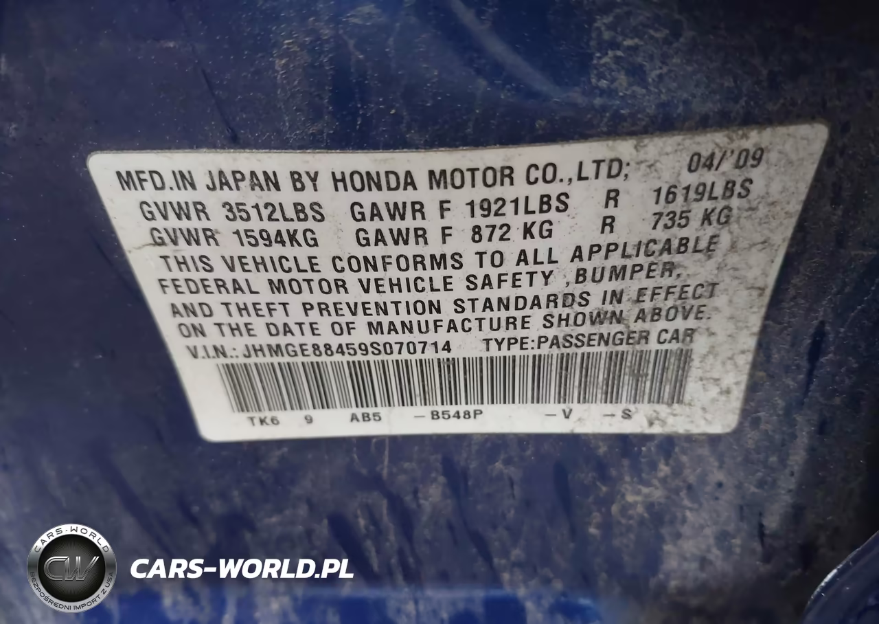 2009 Honda Fit Sport VIN:JHMGE88459S070714 - 9