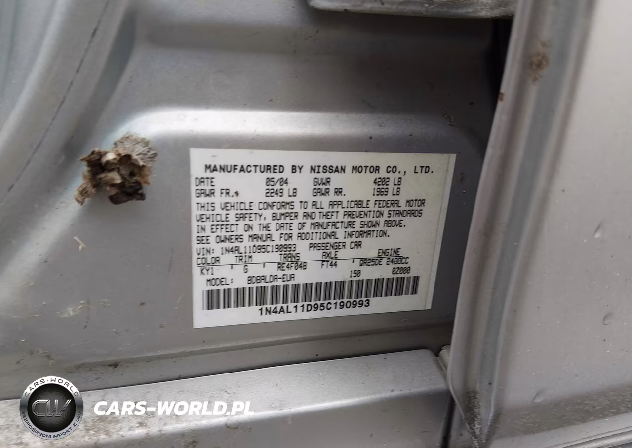 2005 Nissan Altima 2.5 S VIN:1N4AL11D95C190993 - 9