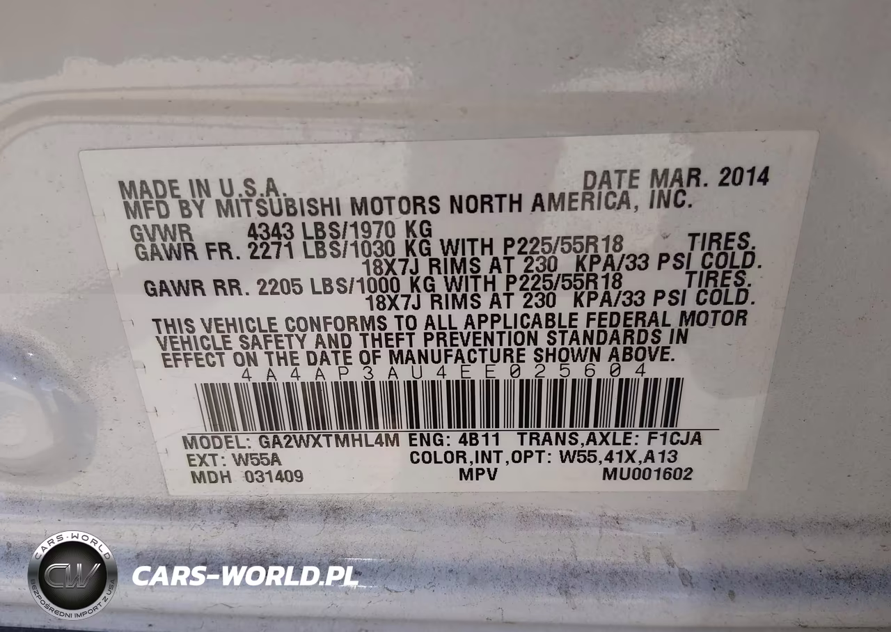 2014 Mitsubishi Outlander Sport Es VIN:4A4AP3AU4EE025604 - 9