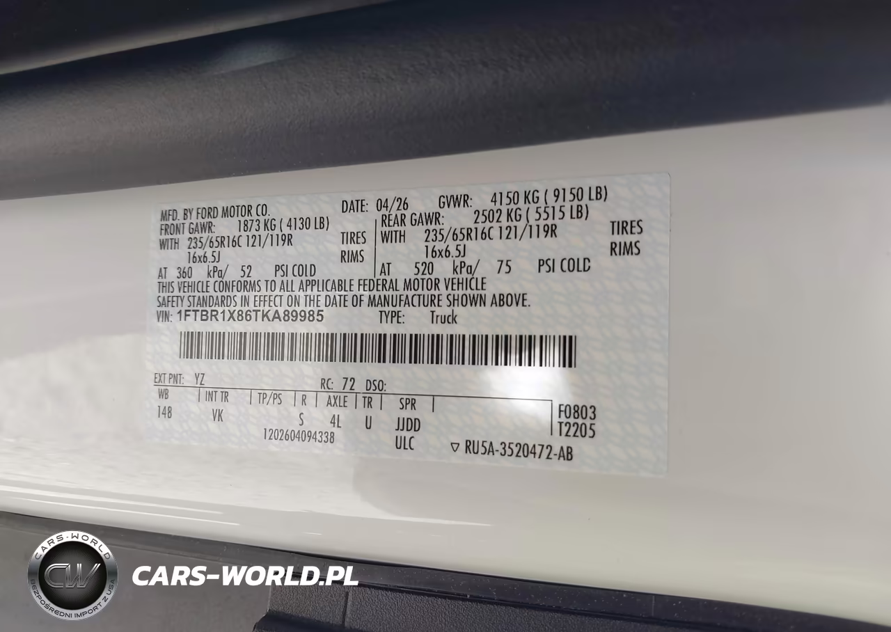 2026 Ford Transit-250 VIN:1FTBR1X86TKA89985 - 9