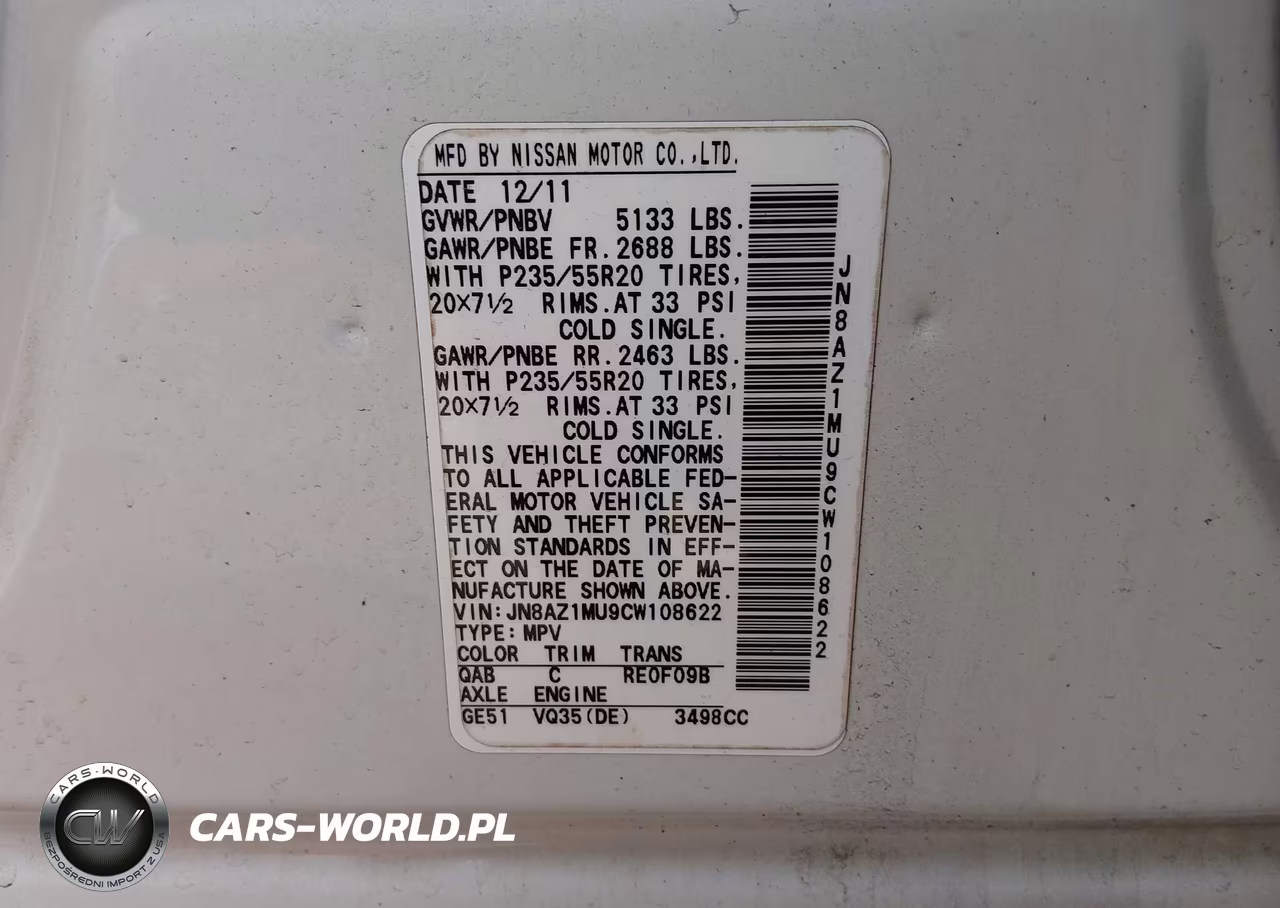 2012 Nissan Murano Le VIN:JN8AZ1MU9CW108622 - 9