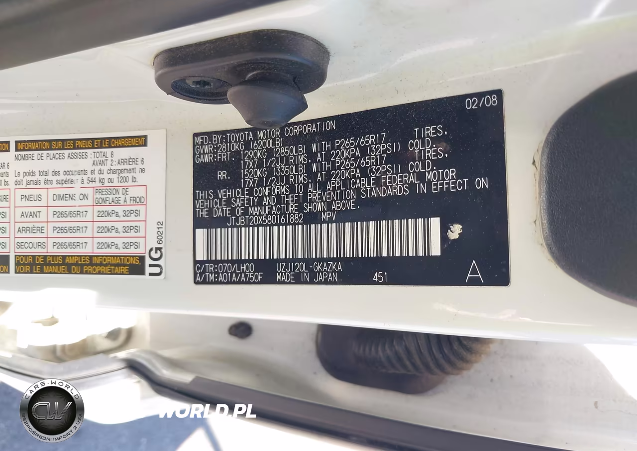 2008 Lexus Gx 470 VIN:JTJBT20X580161882 - 8