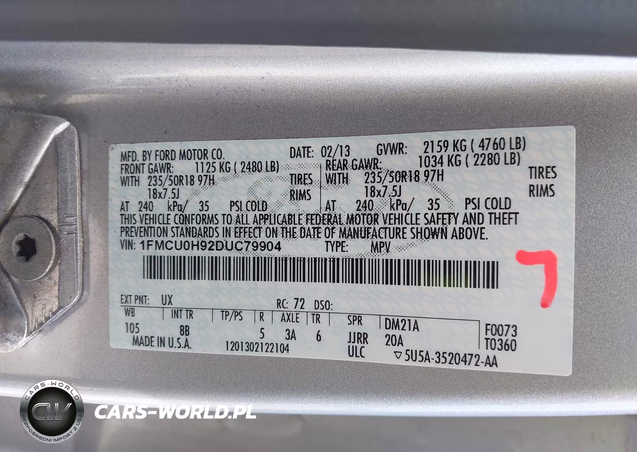 2013 Ford Escape Sel VIN:1FMCU0H92DUC79904 - 9