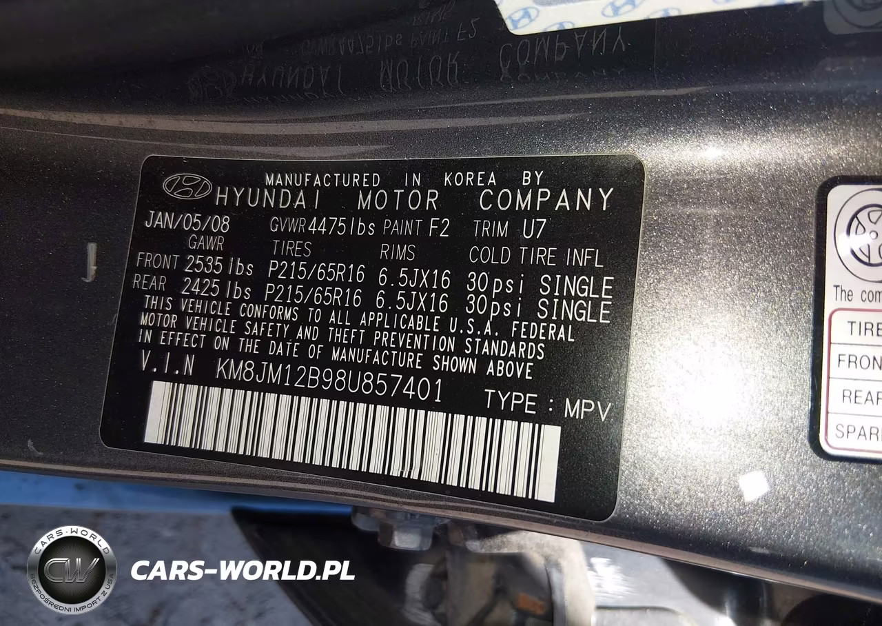 2008 Hyundai Tucson Gls VIN:KM8JM12B98U857401 - 9
