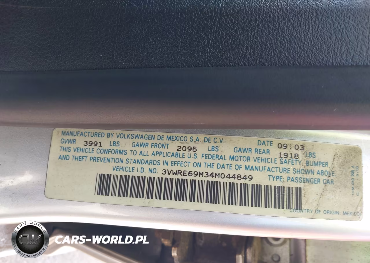 2004 Volkswagen Jetta Gl 1.8T VIN:3VWRE69M34M044849 - 9