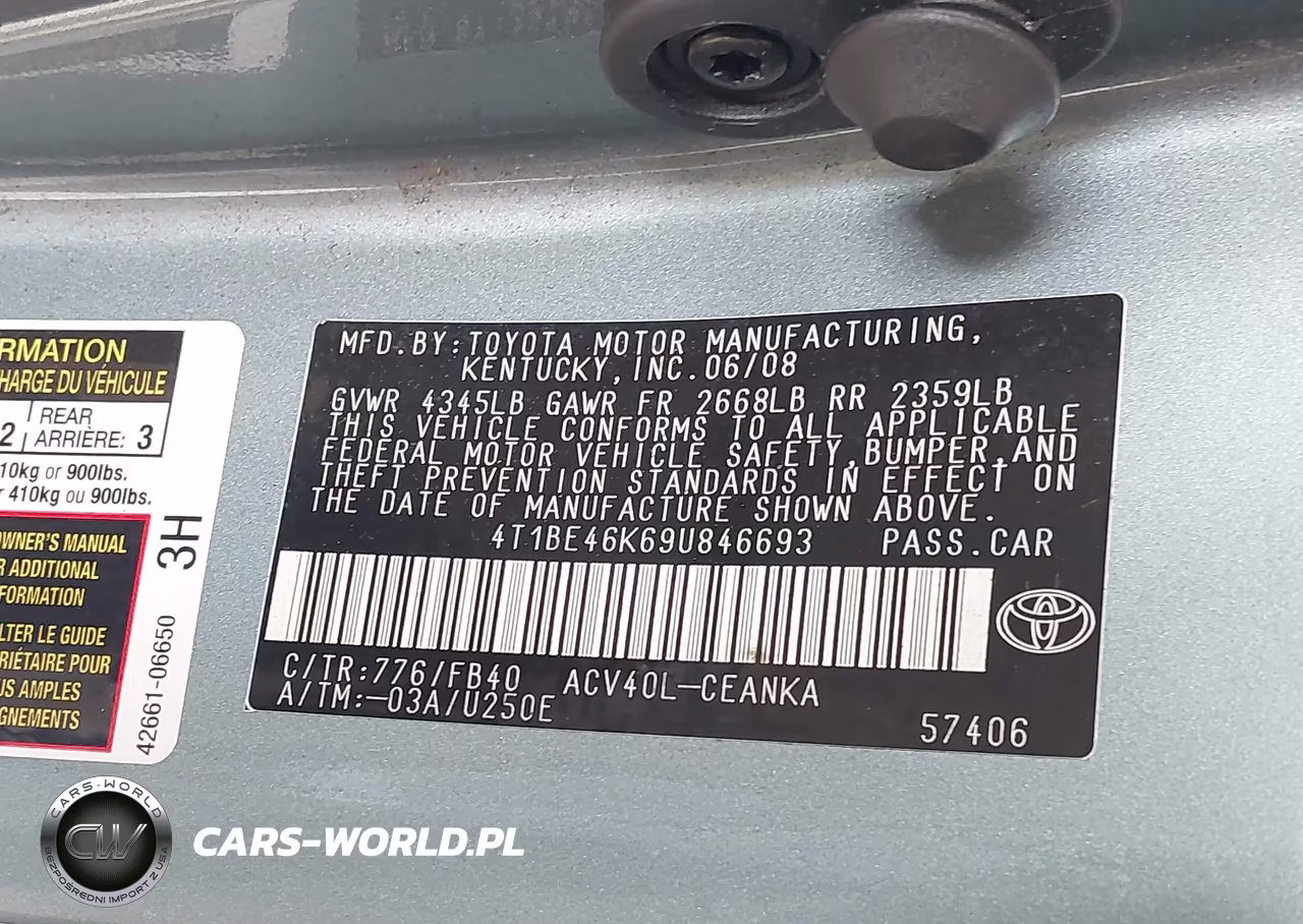 2009 Toyota Camry Le VIN:4T1BE46K69U846693 - 9
