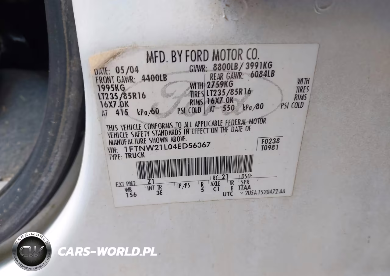 2004 Ford F-250 Lariat-Xl-Xlt VIN:1FTNW21L04ED56367 - 9
