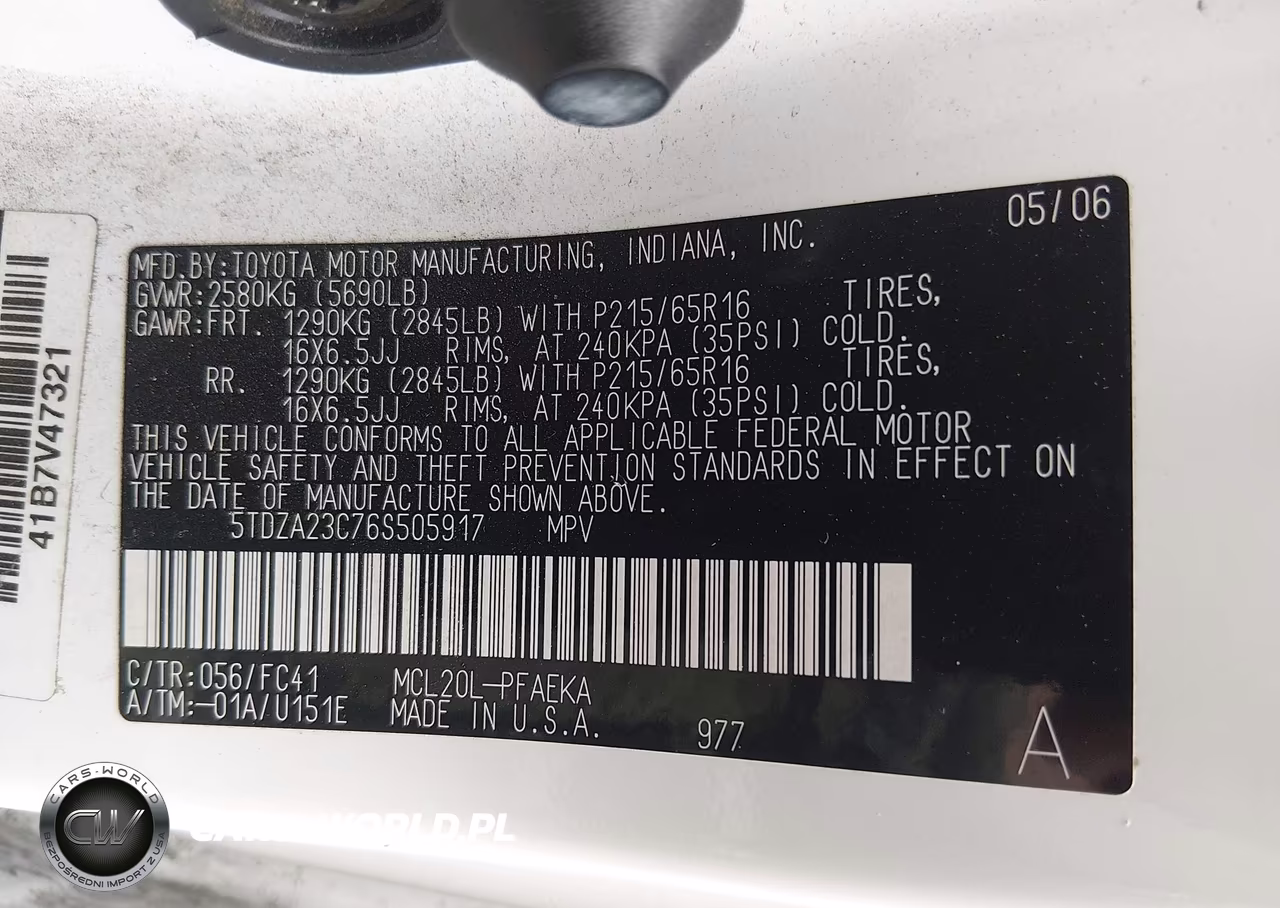 2006 Toyota Sienna Le VIN:5TDZA23C76S505917 - 9